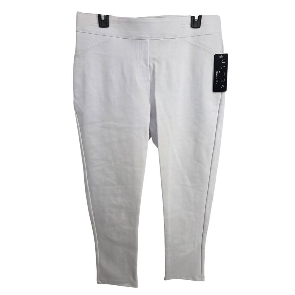 Slim-Sation NEW Ultra Knit 360 4 Way Stretch White Ankle Pant Size Large